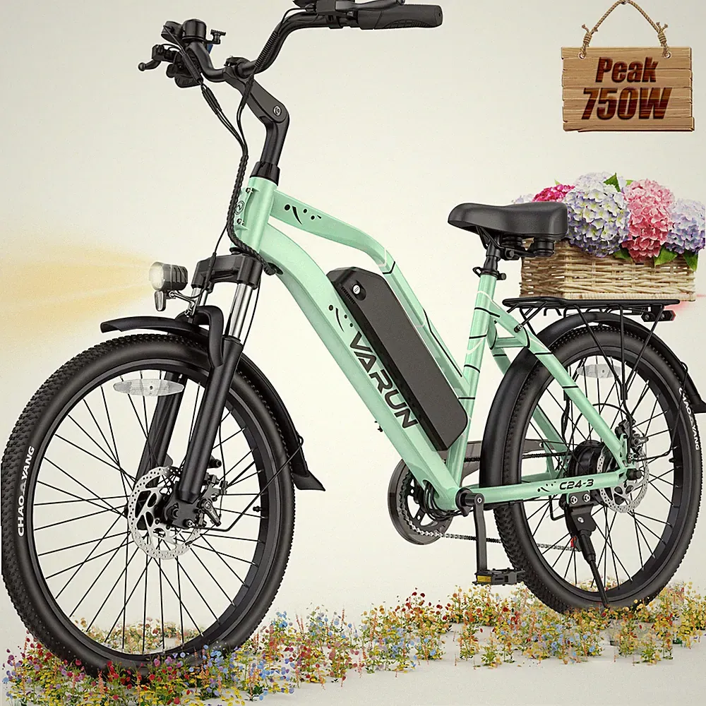 VARUN 26" Electric Bike 48V 7.8Ah Peak 750W Adult Commuter 40Miles Urban Ebike